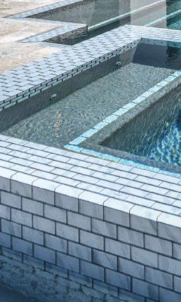Modern Pool with Tiled Hot Tub